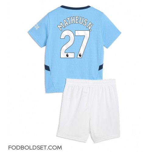 Manchester City Matheus Nunes #27 Hjemme Trøje Børn 2024-25 Kortærmet (+ Korte bukser)